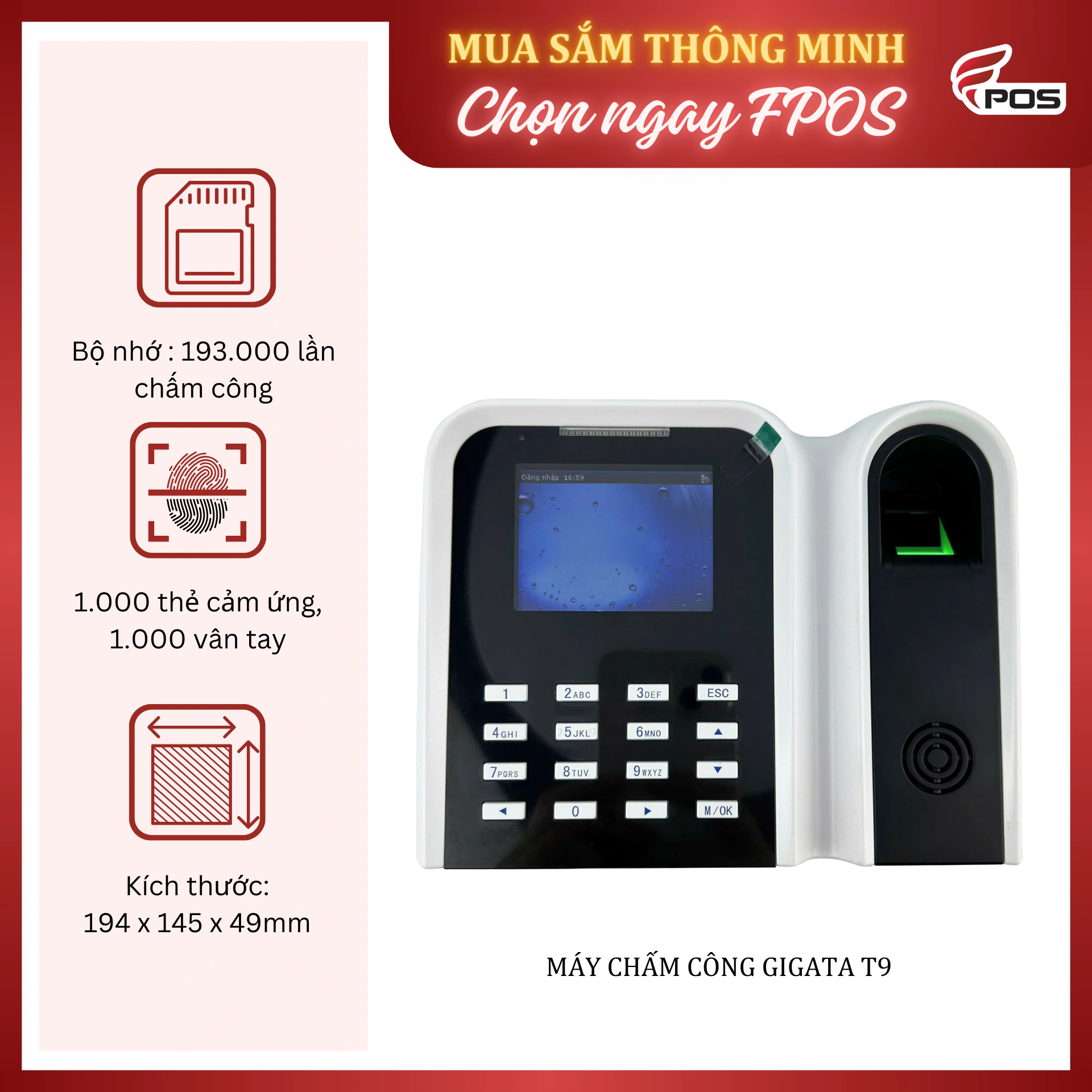 may-cham-cong-gigata-t9 máy chấm công gigata t9