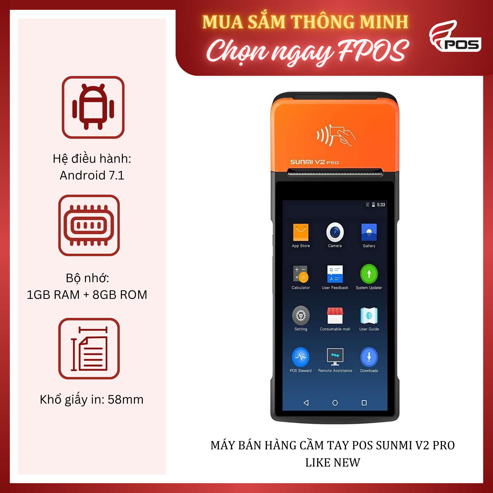may-pos-ban-hang-cam-tay-sunmi-v2pro-like-new-90 Máy POS bán hàng Sunmi V2 Pro