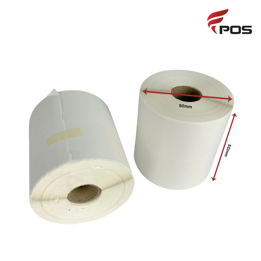 50x50mm x 50m (1) Nhãn decal (50x50)mm x 50m 2 hàng ( Keo REMOVE )