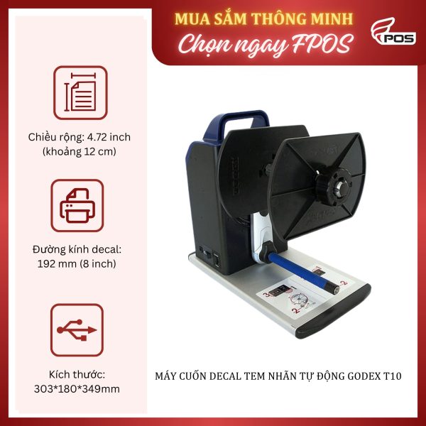 Máy cuộn decal tem nhãn tự động GoDEX T10