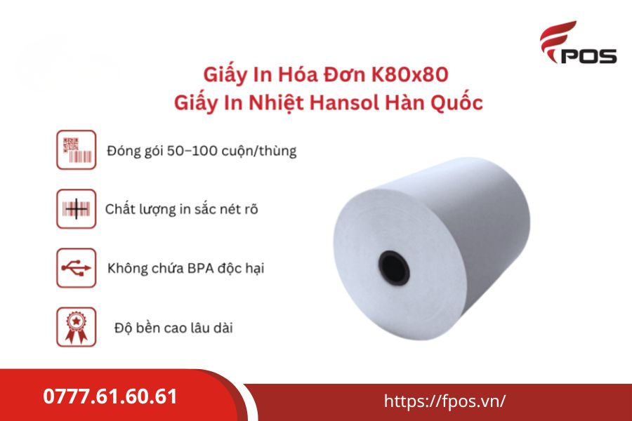 Giấy in bill Hansol K80x80mm